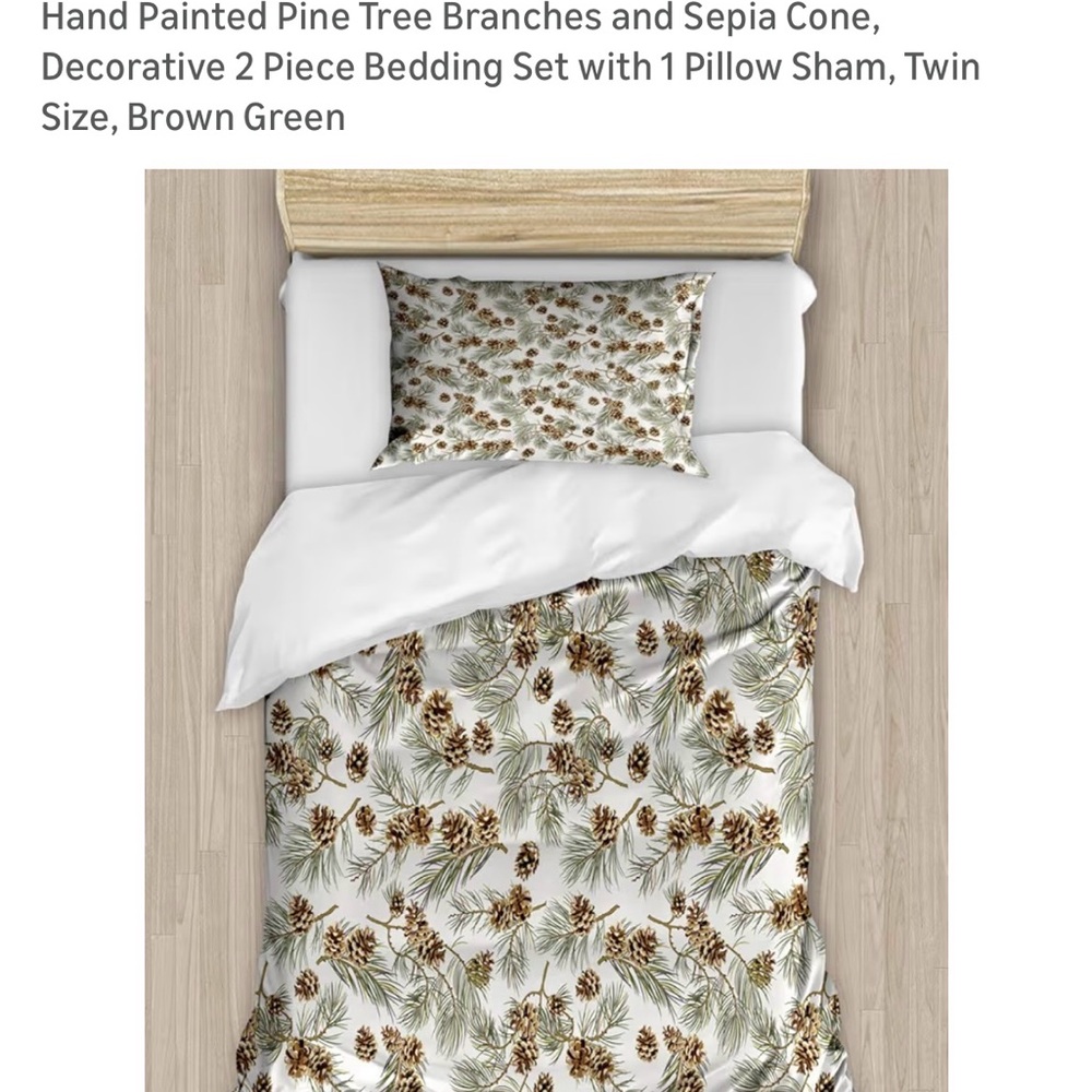 Pinecone Twin Duvet Cover and Pillow Case NWT - Picture 4 of 8